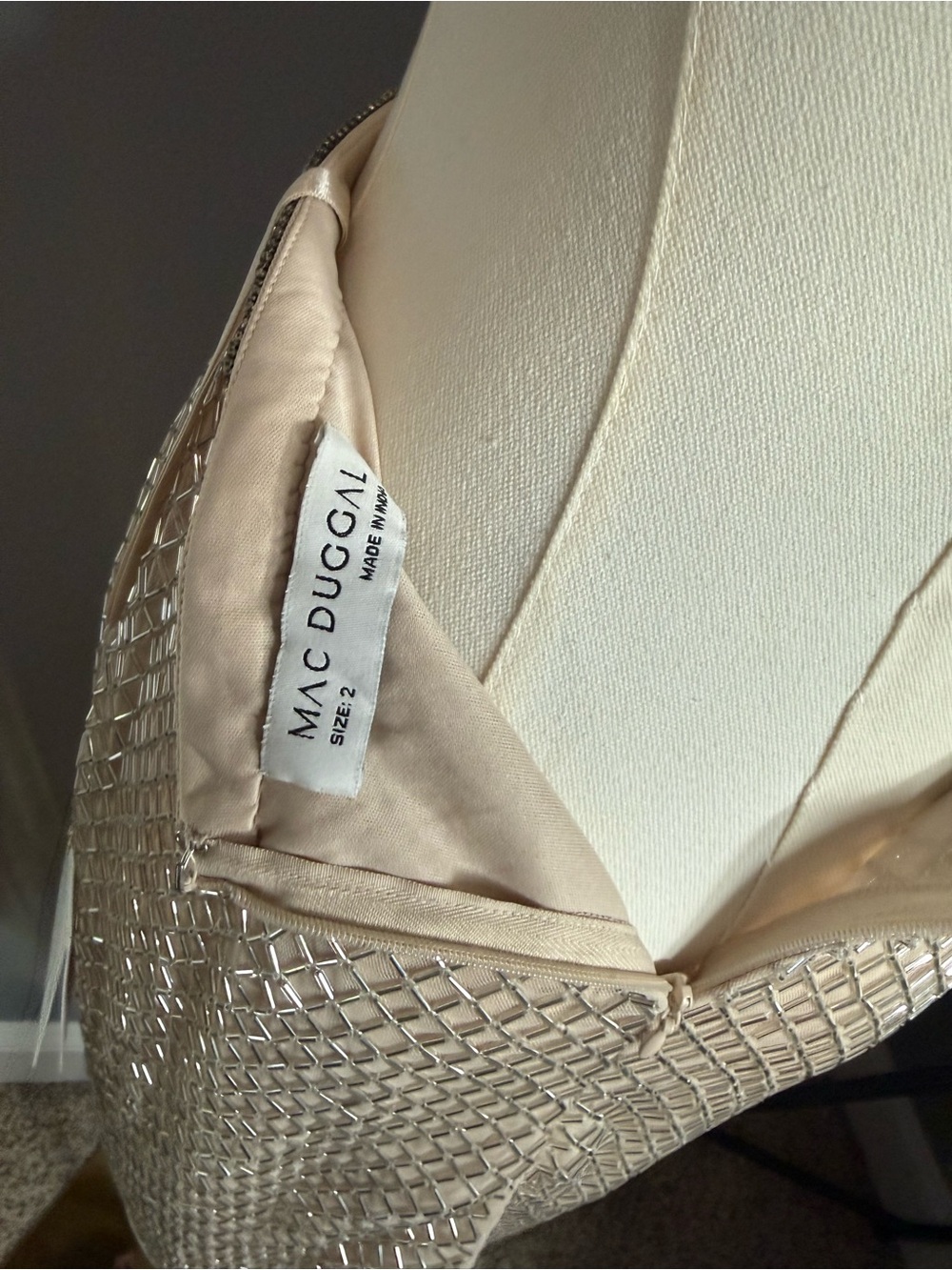 NWTMac Duggal Champagne and Silver Embellished Pencil Skirt - Size 2 - Picture 5 of 12